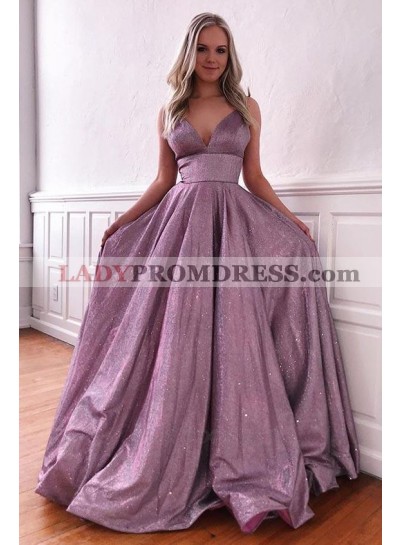 A Line Blue Sweetheart Shiny Long Prom Dress 2023