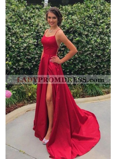 A Line Red Halter Backless Lace Up Back Long 2023 Prom Dresses