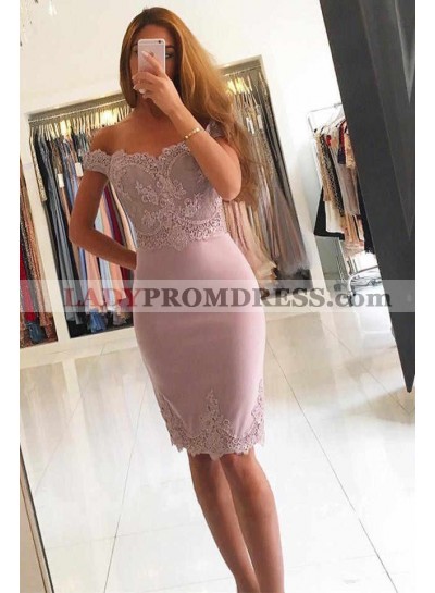 2023 A Line Dusty Rose Knee Length Off Shoulder Sweetheart Short Homecoming Dresses