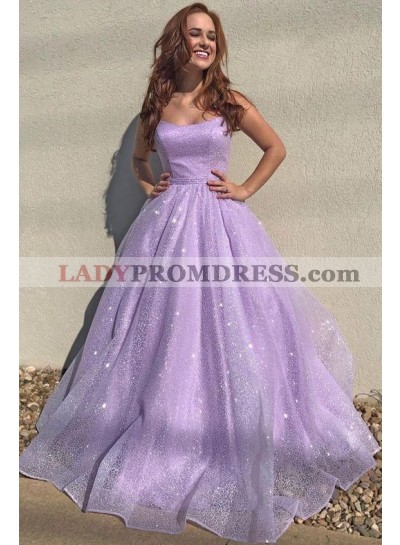 A Line Lilac Strapless Beaded Waistband 2023 Prom Dresses