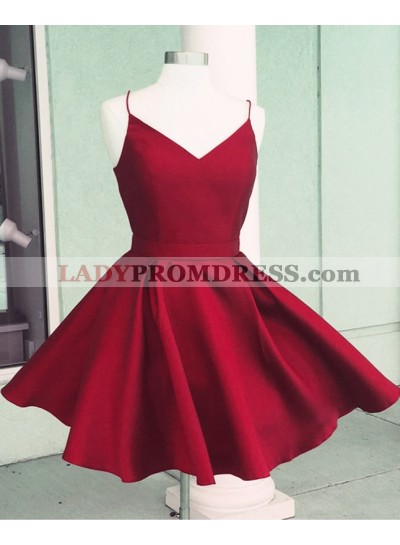 2023 A Line Red Sweetheart Knee Length Bowknot Short Prom Dresses