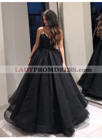 Sweetheart Tulle Black Empire Ball Gown 2023 Prom Dresses