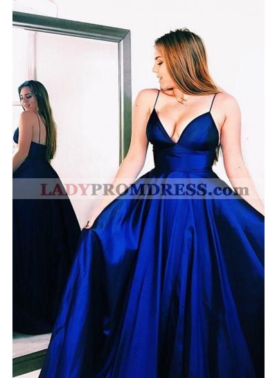A Line Sweetheart Royal Blue Spaghetti Straps Plus Size 2023 Prom Dresses