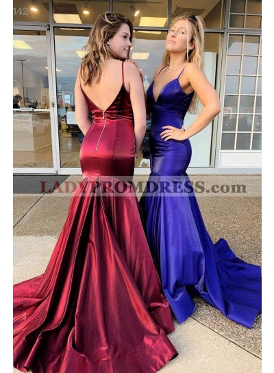 Burgundy Silk Like Satin Sweetheart Mermaid 2023 Prom Dresses