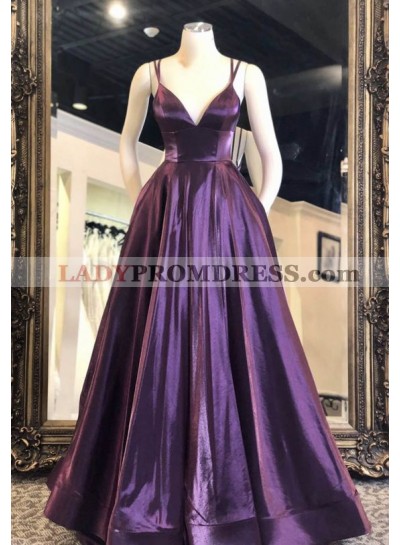 A Line Grape Sweetheart Spaghetti Straps Long 2023 Prom Dresses