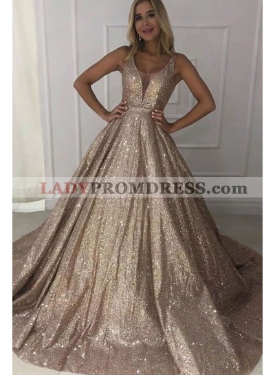 2023 A Line Champagne Sequence Sweetheart Long Prom Dresses