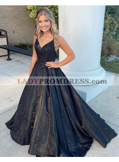 2023 A Line Black Backless Sweetheart Backless Long Prom Dresses