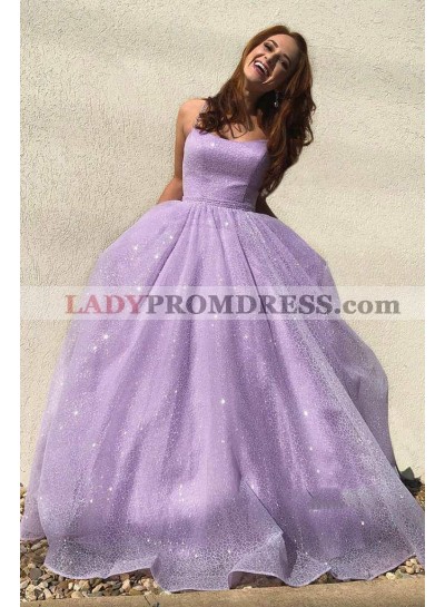 2023 Lilac A Line Strapless Long Prom Dresses