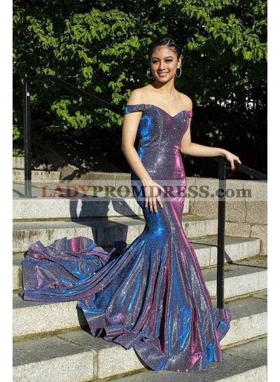 Mermaid Off Shoulder Sweetheart Light Slate Gray Long Prom Dresses 2023
