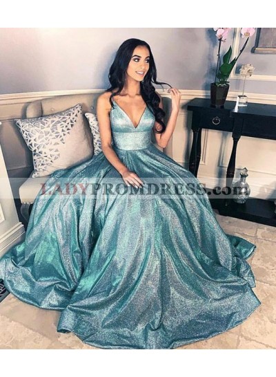 A Line Sweetheart Green Long Train Prom Dresses 2023