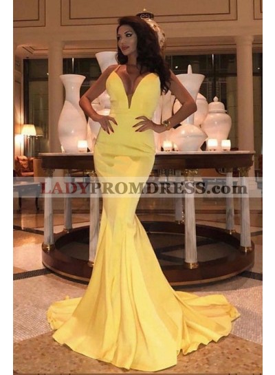 Mermaid Satin Sweetheart Daffodil Long 2023 Halter Prom Dresses