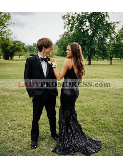 Black Sheath Sweetheart Long 2023 Sequence Prom Dresses