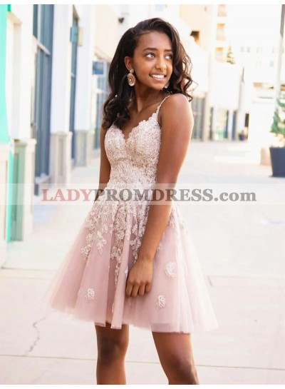 A Line Tulle Knee Length Sweetheart Criss Cross Dusty Rose Short Homecoming Dresses 2022