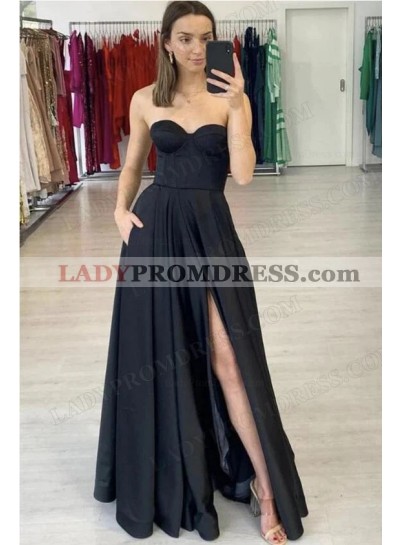 2023 Princess Satin Sweetheart Sleeveless Ruched Floor-Length Prom Dresses