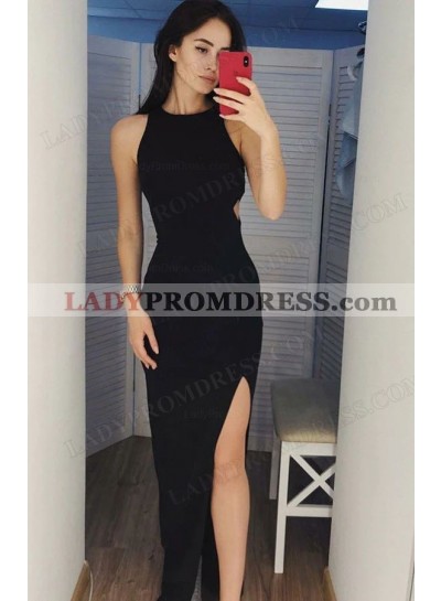 2023 Sheath Satin Bateau Neck Sleeveless Floor-Length Prom Dresses