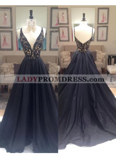 2023 Junoesque Black Beading V-Neck Zipper Prom Dresses
