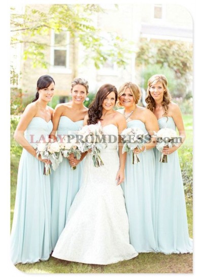 2023 New Arrival A Line Chiffon Mint Sweetheart Long Bridesmaid Dresses / Gowns