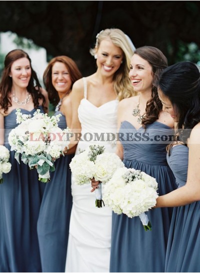 2023 New Arrival A Line Chiffon Light Slate Grey Long Bridesmaid Dresses / Gowns