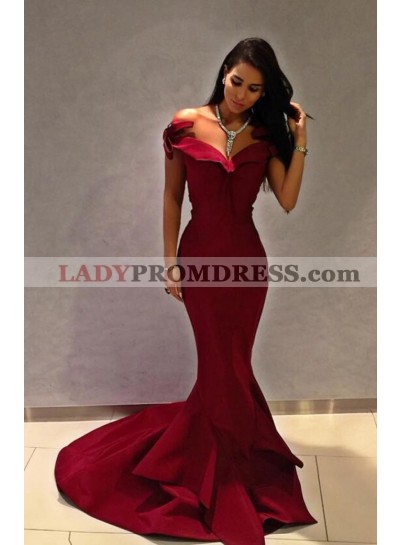 Alluring Mermaid Satin Sweetheart Burgundy Prom Dresses
