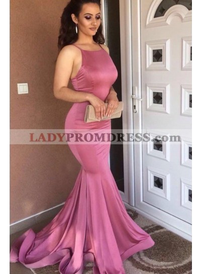 2023 Sexy Mermaid Halter Sweep Train Prom Dresses