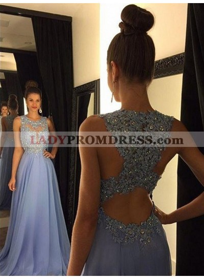 Floor-Length/Long A-Line/Princess Beading Chiffon Prom Dresses Lavender