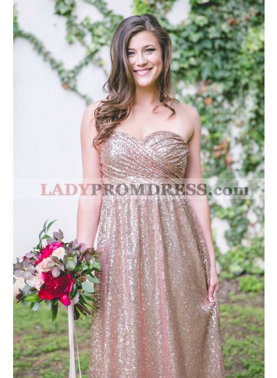 2023 A Line Sweetheart Sequence Long Bridesmaid Dresses