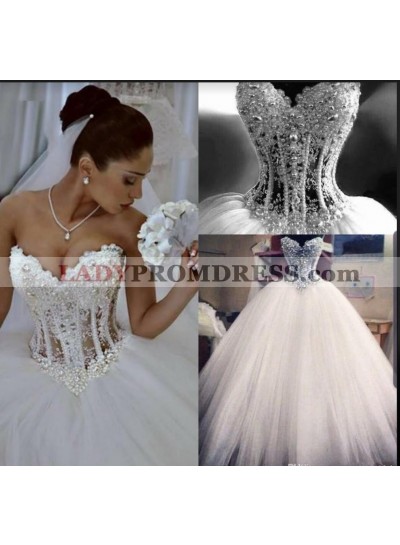 2023 Charming Ball Gown Ivory Tulle Sweetheart Spaghetti Straps Floor Length Wedding Dresses