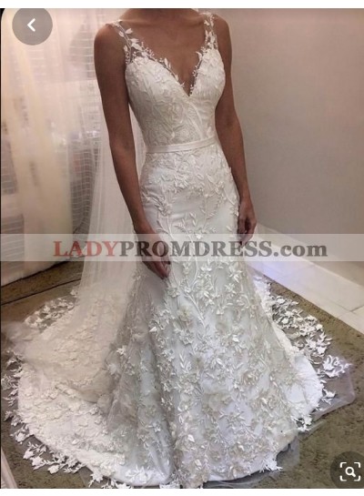 2023 V-neck Mermaid Lace Wedding Dresses