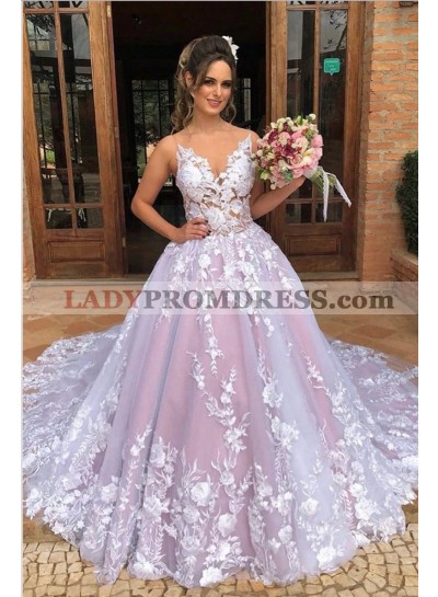 2023 Glamorous Dusty Rose Ball Gown V Neck Sleeveless Lace Prom Dresses