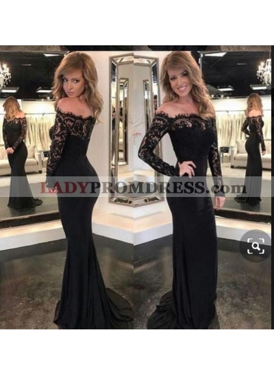 2023 Off the Shoulder Balck Prom Dresses