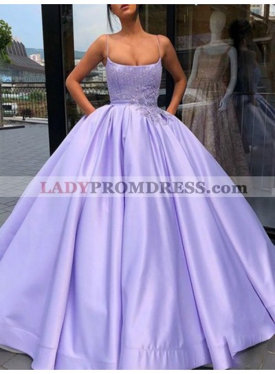 2023 Charming Ball Gown Applique Lilac Prom Dresses