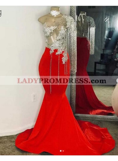 2023 New Arrivel One Sleeve Mermaid Prom Dresses