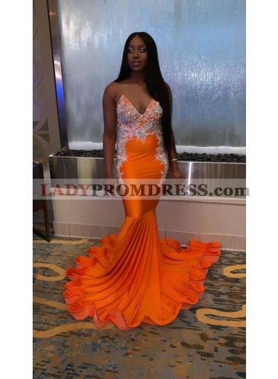 Sexy Orange Mermaid Prom Dresses