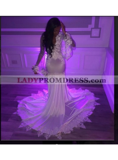 2023 New Arrival Long Sleeve White Prom Dress