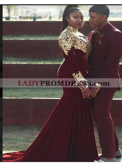 Long Sleeves Mermaid Long Prom Dresses 2023