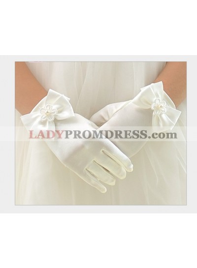 White Butterfly First Communion Girl's Short Gloves Princess Gloves Flower Girl Gloves