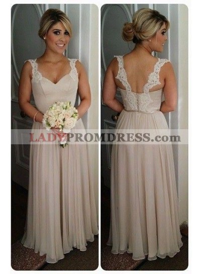 2023 New Arrival Champagne A Line Chiffon Floor Length Bridesmaid Dresses / Gowns