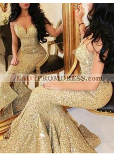 Sweetheart Mermaid/Trumpet Sequined Cheap Prom Dresses