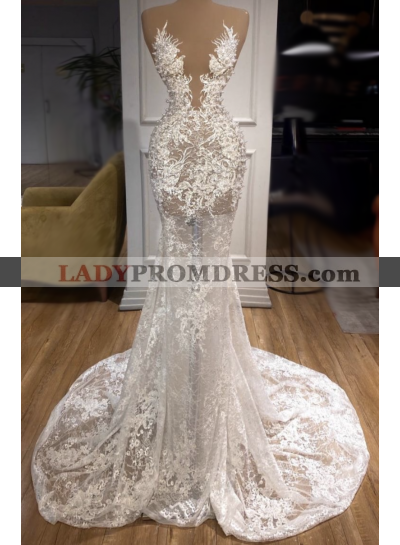 2023 Sheath Ivory Lace Wedding Dresses