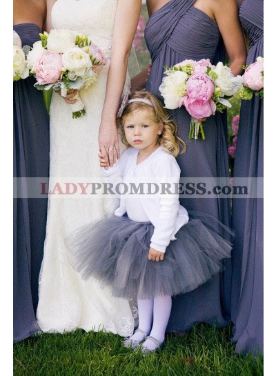 2023 Cheap A Line Light Slate Gray One Shoulder Chiffon Bridesmaid Dresses / Gowns