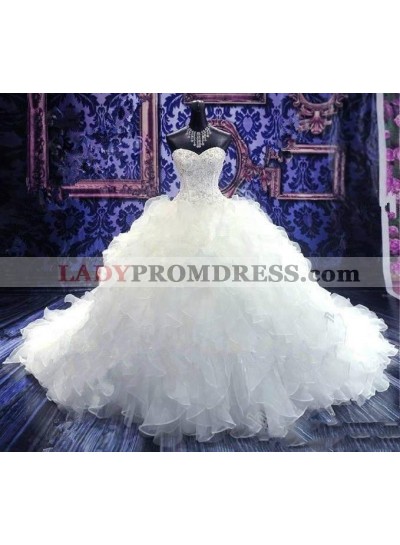 Sweetheart Ball Gown Beaded Multilayer Wedding Dresses