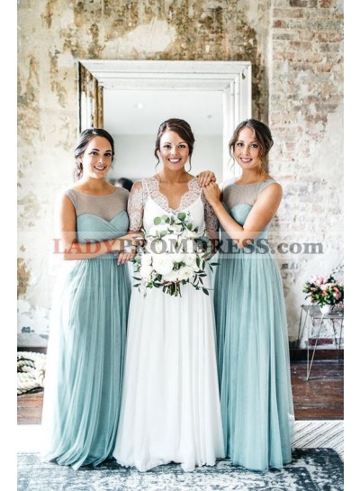 A Line Tulle Blue Sweetheart 2023 Bridesmaid Dresses