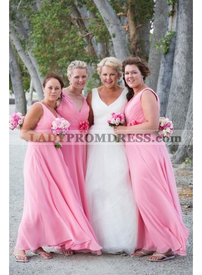 2023 A Line Chiffon Pink Bridesmaid Dresses