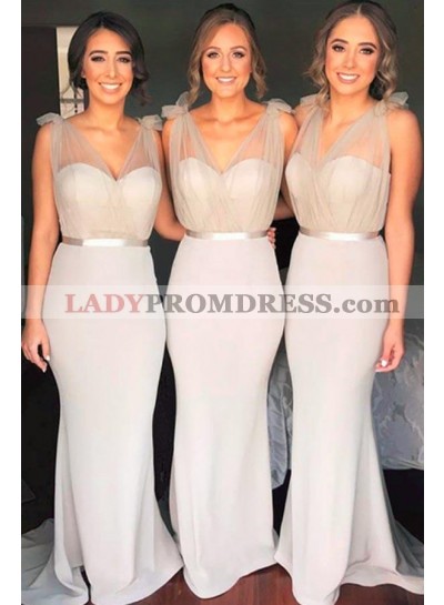 Charming Silver Sheath Sweetheart Satin Bridesmaid Dresses / Gowns