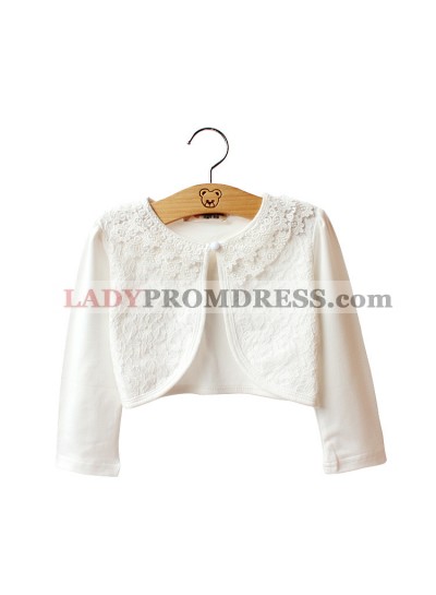 Various White Lace Long Sleeves Pearls First Communion Wrap For Girls