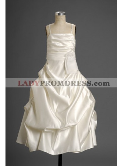 Cute Spaghetti Straps A-line Taffeta Ruffled  Actual First Communion Dresses 