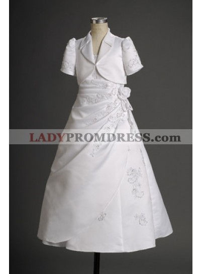 Refined White Princess Applique Floor Length Actual First Communion Dresses 