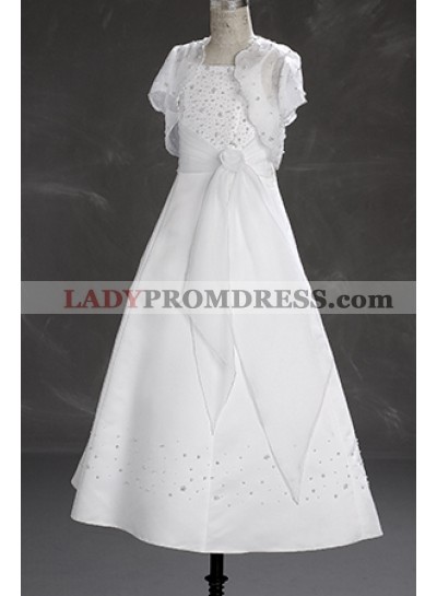 2023 Graceful A-line Cheap White Long Actual First Communion Dresses 