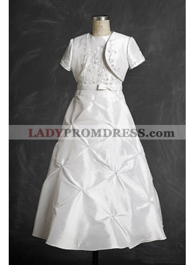 Intriguing White Flower Girl Dress Taffeta Actual First Communion Dresses