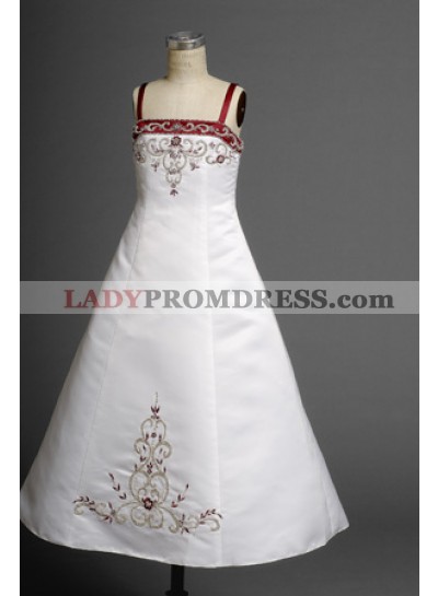 2023 Ethereal Sassy A-line Straps  Embroider Floor Length First Communion Dresses 